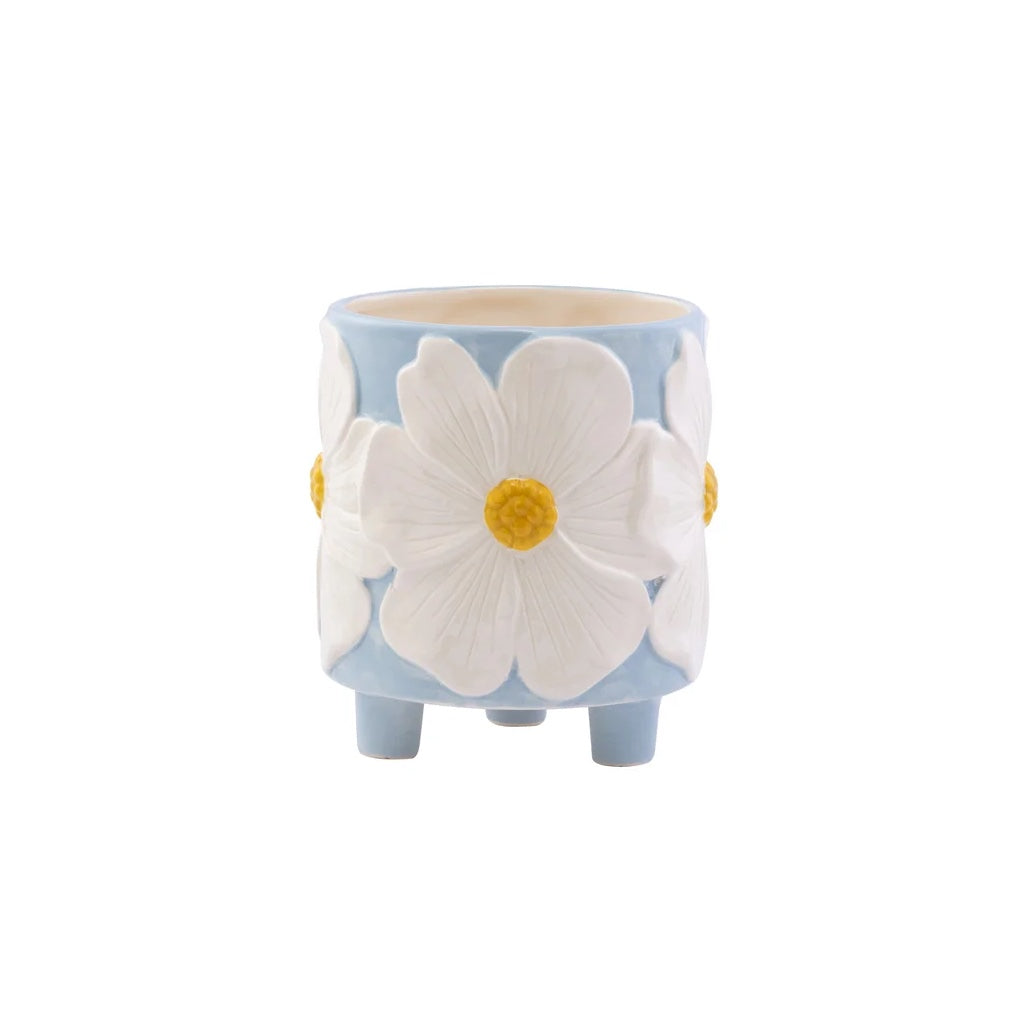 White Dogwood Wrap Footed Planter