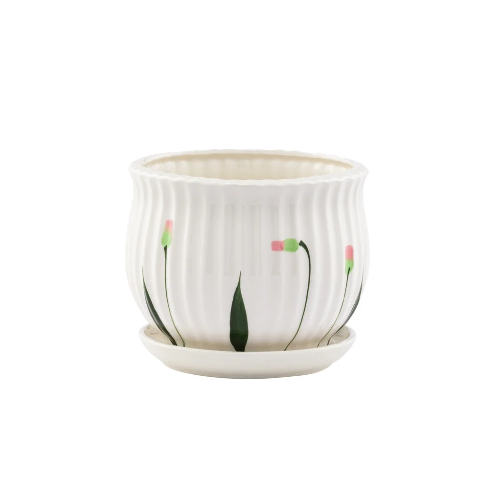 Tassel Flower Planter with Saucer