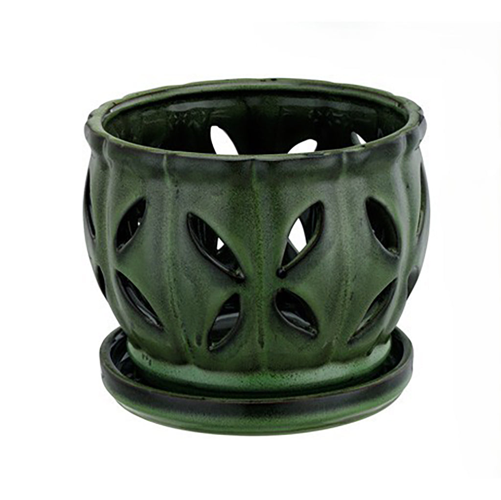 Large Reactive Orchid Pot with Saucer