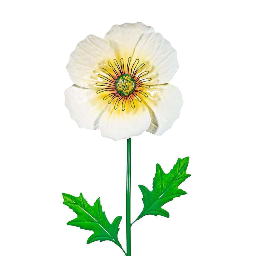 Metal Poppy Garden Stake 43"