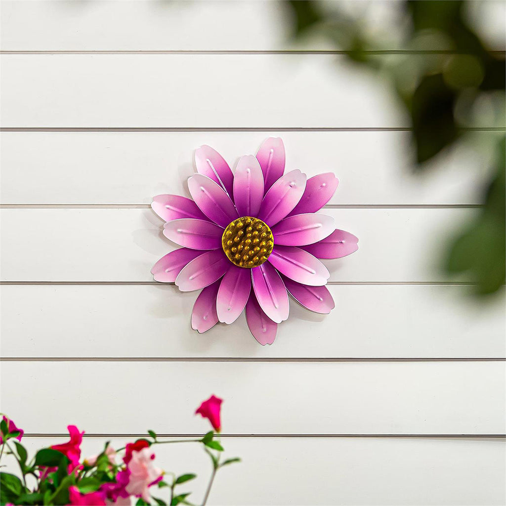 Metal Pink Sunflower Wall Spinner 13in