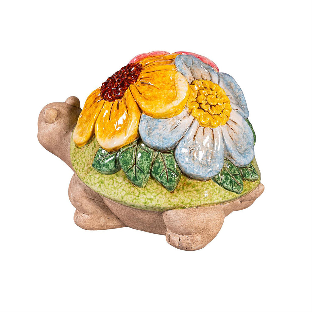 Ceramic Floral Turtle 5in