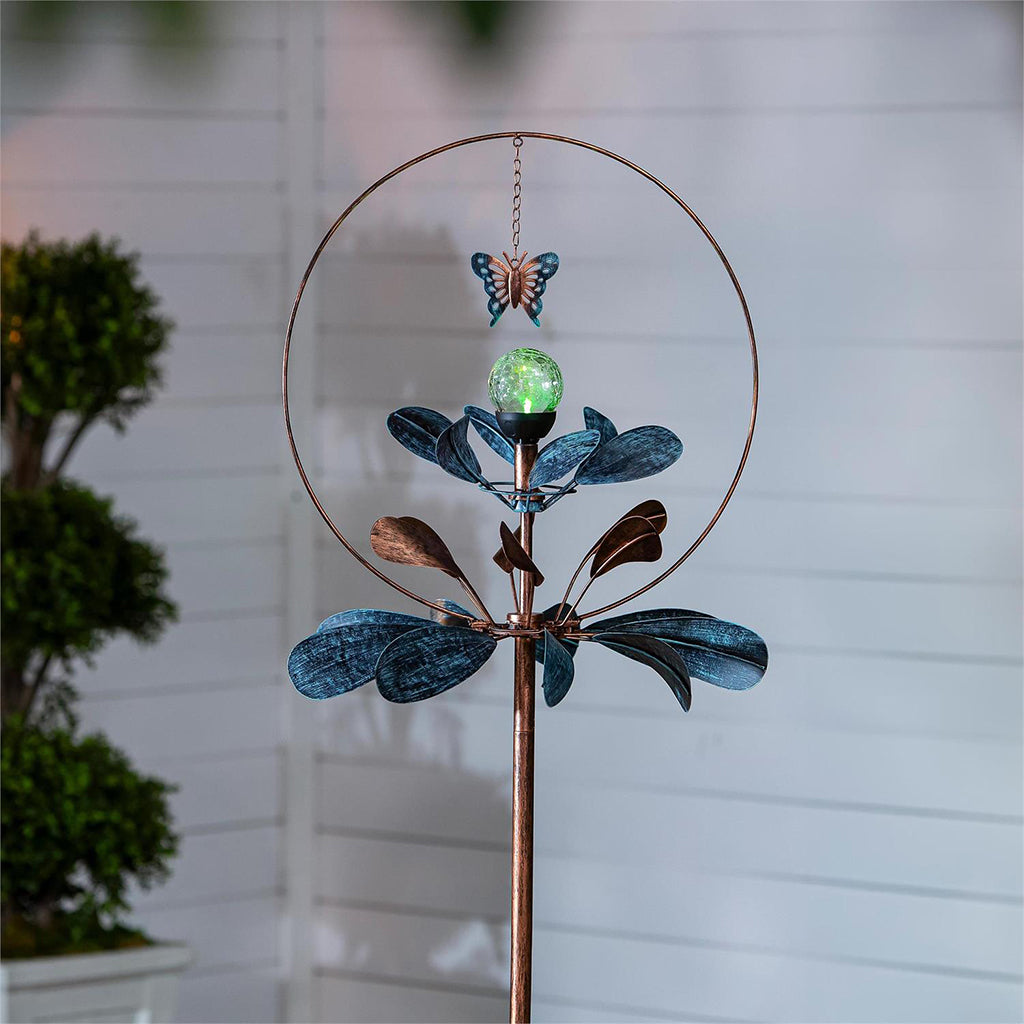 Solar Metal Wind Spinner Sphere Flower 87"