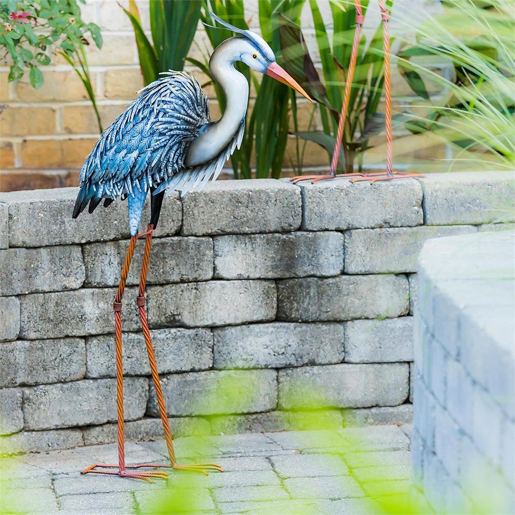 Metal Grey Heron 35"H