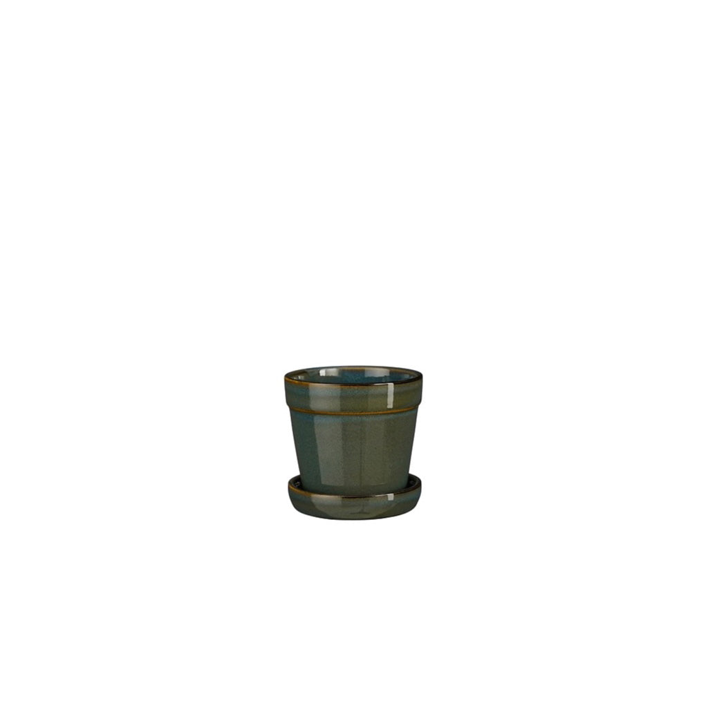 Clint Pot with Saucer Green