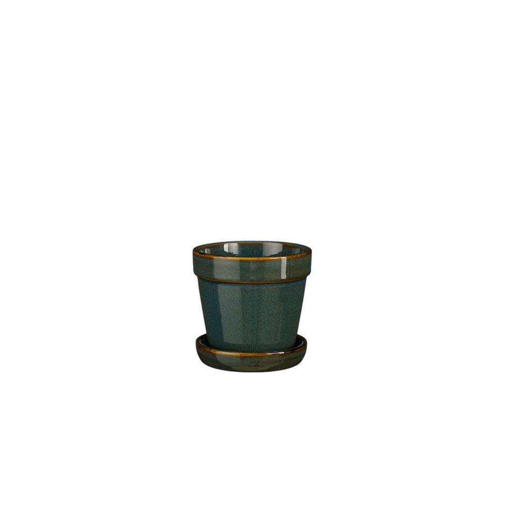 Clint Pot with Saucer Green