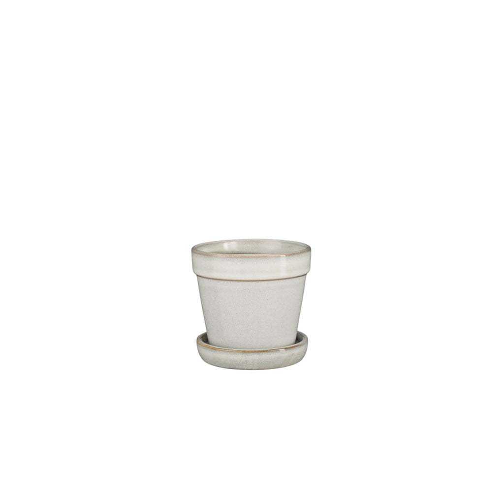 Clint Pot with Saucer Off White