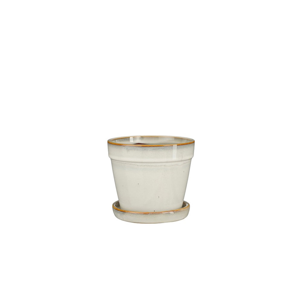 Clint Pot with Saucer Off White