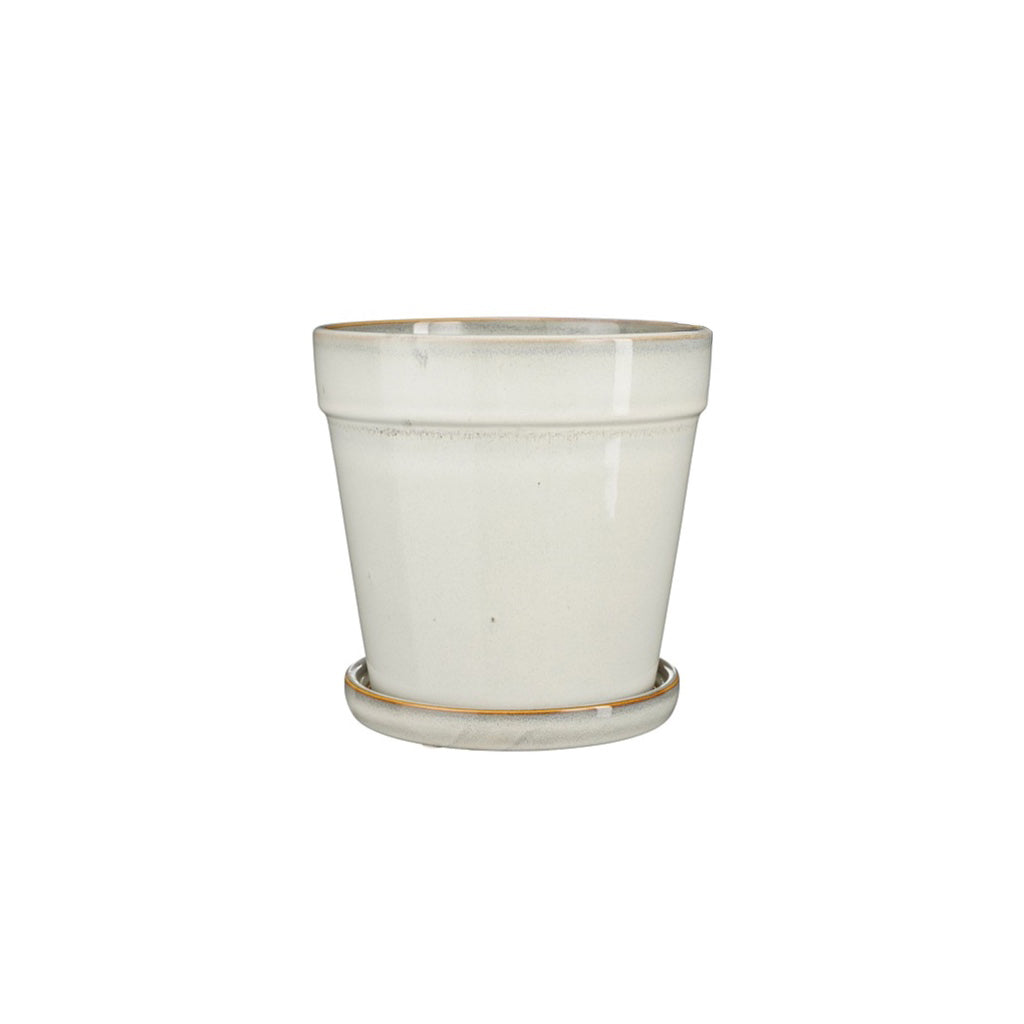 Clint Pot with Saucer Off White