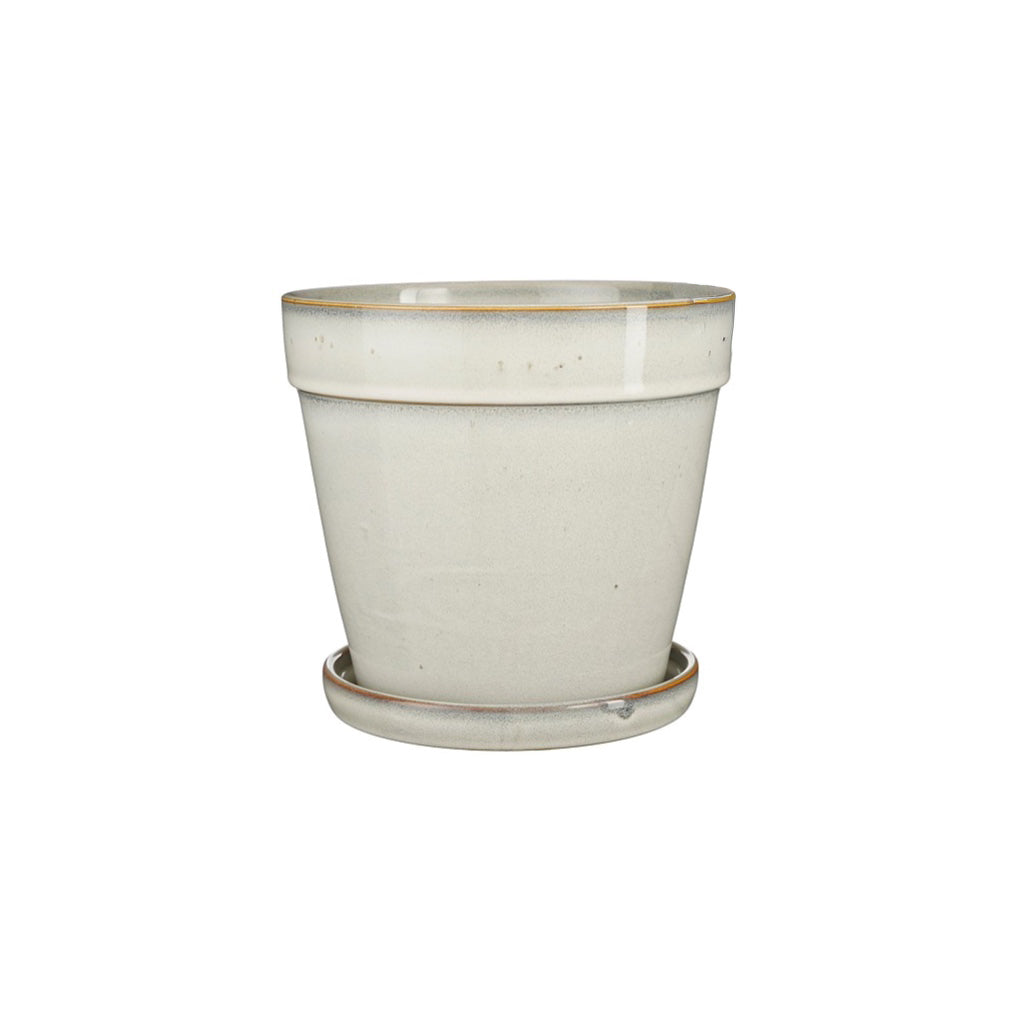 Clint Pot with Saucer Off White
