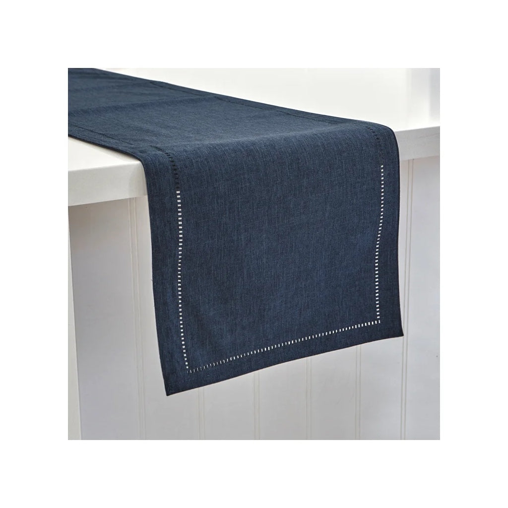 Hemstitch Table Runner 14x72" Navy