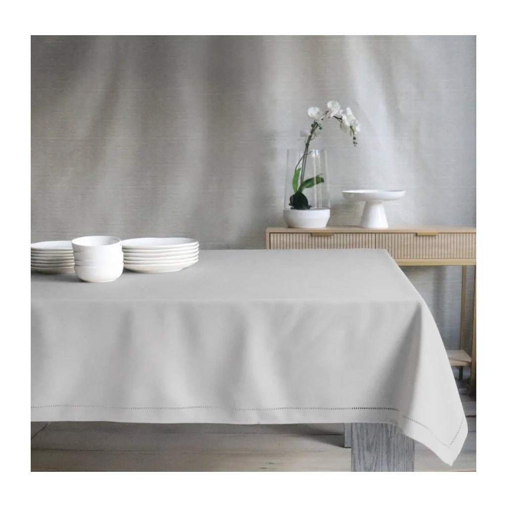 Hemstitch Tablecloth Light Grey