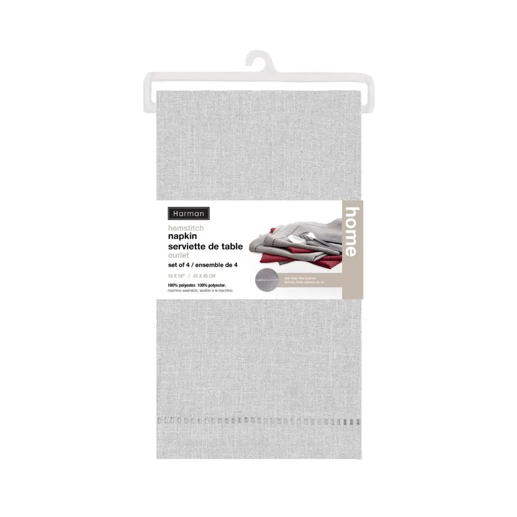 Hemstitch Napkin set of 4 Light Grey