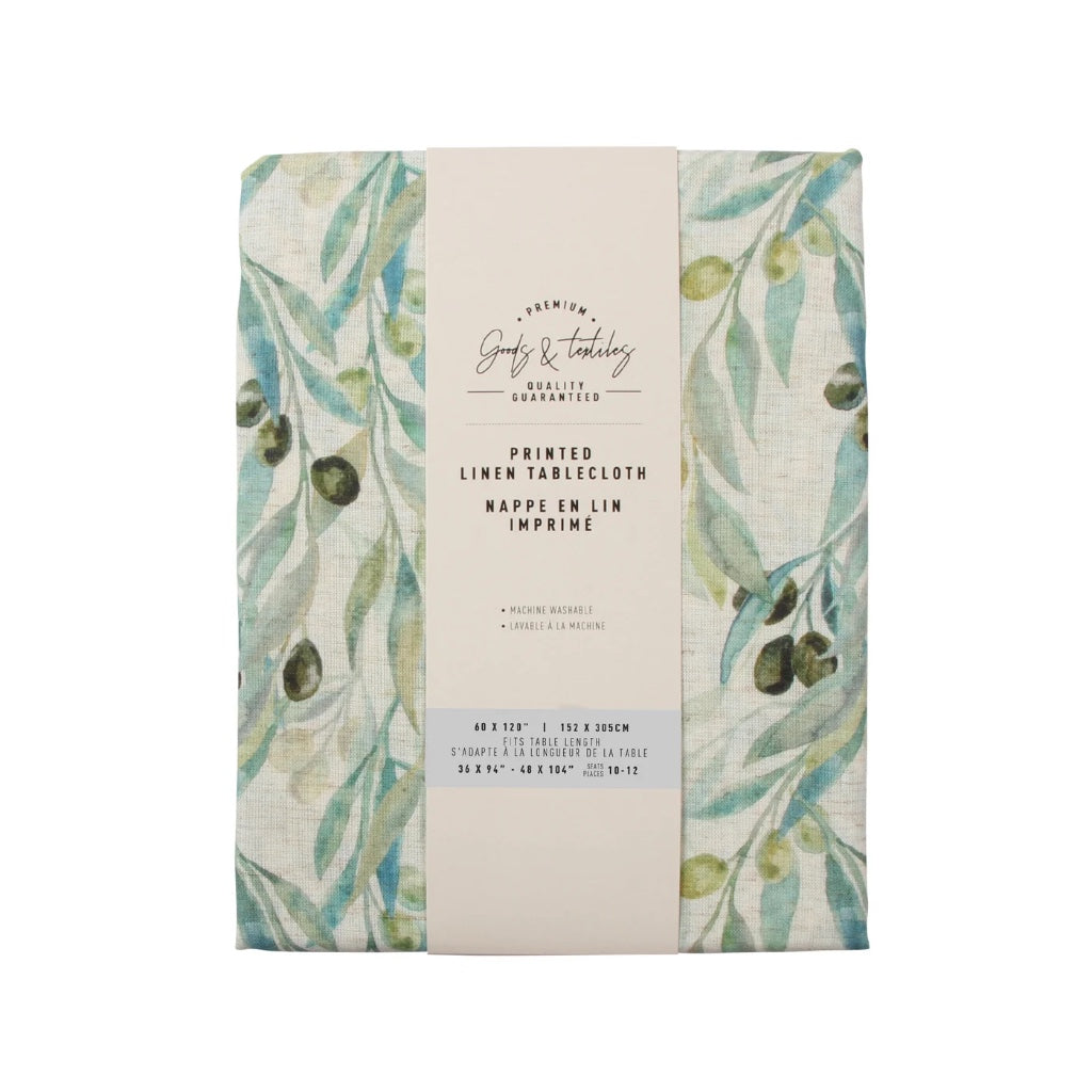 Olive Linen Blended Tablecloth 60x120"
