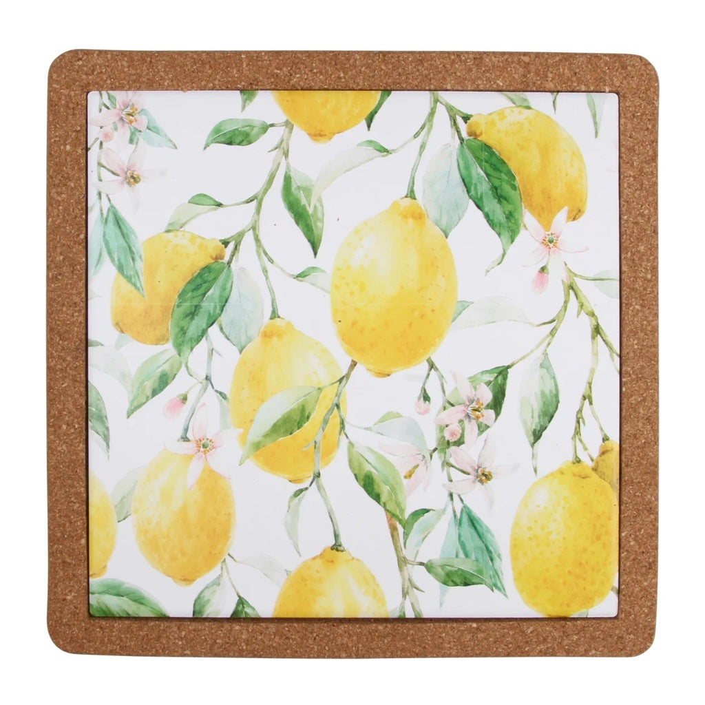 Fresh Lemon Ceramic &amp; Cork Trivet
