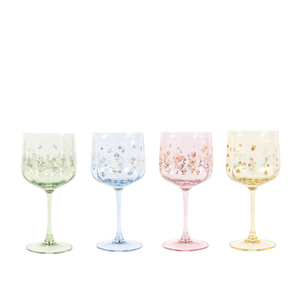 Floral Wine Glass