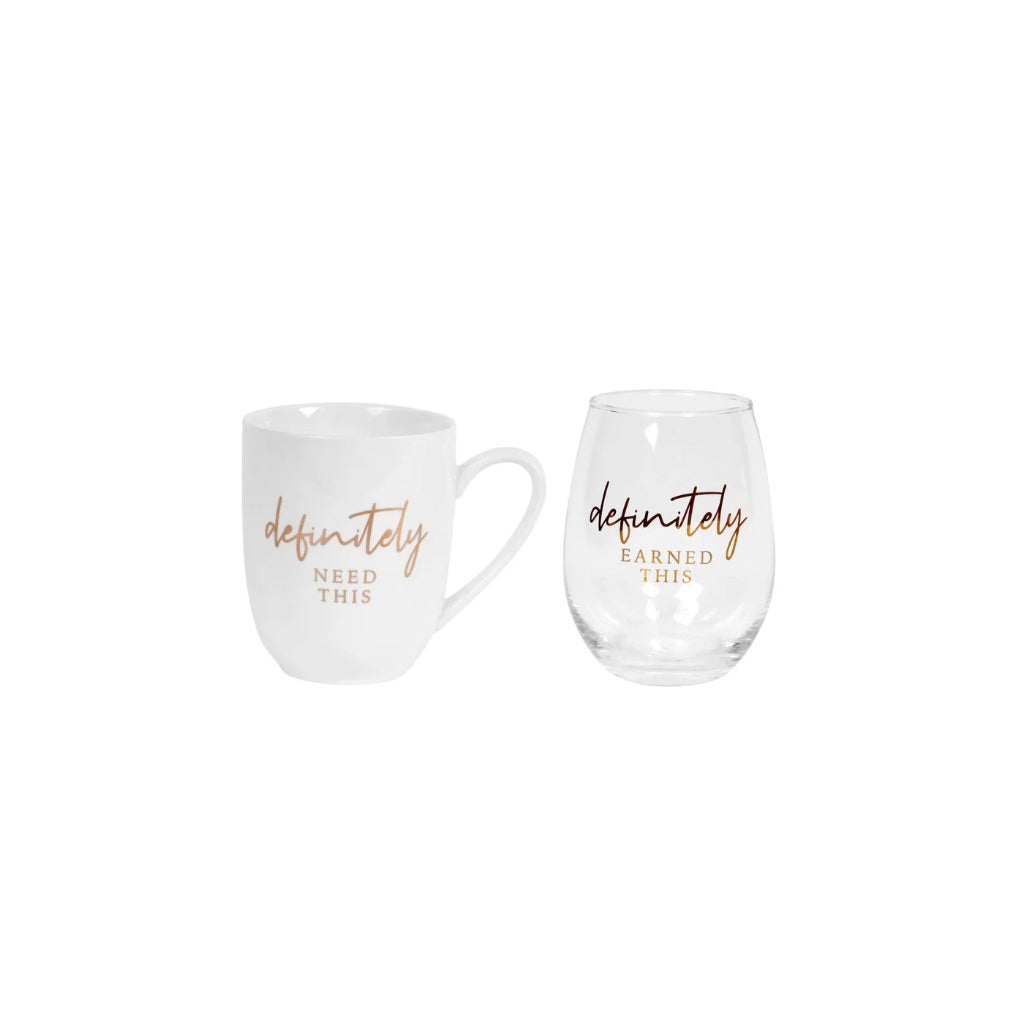 Definitely Coffee Mug and Wine Glass Set