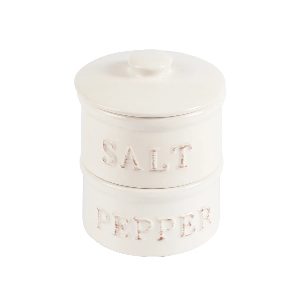 Statement Stacked Salt &amp; Pepper Pinch Pot White