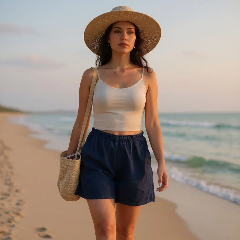 Linen Shorts Navy
