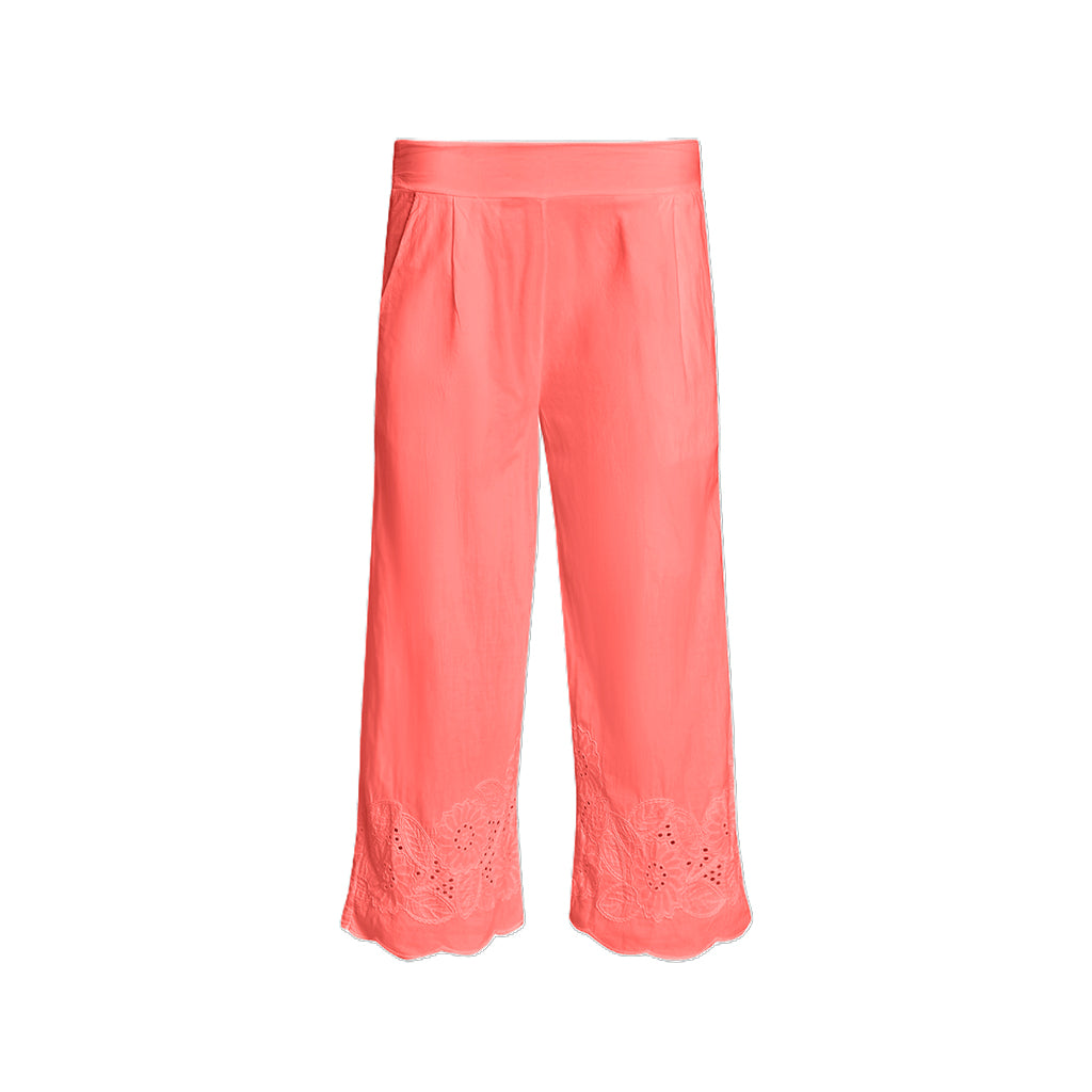 Pull-On Cropped Pant Eyelet Border Sunset