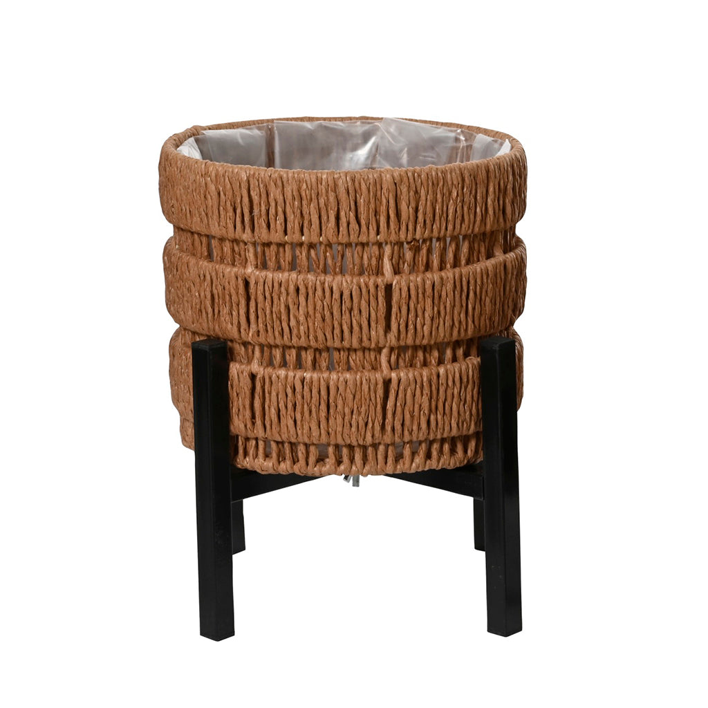 Wicker Planter on Stand Brown