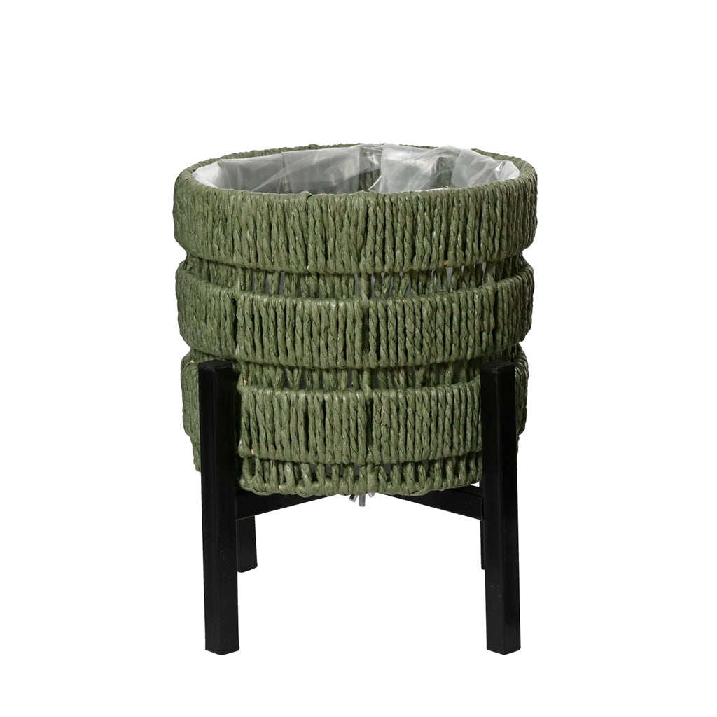 Wicker Planter on Stand Green