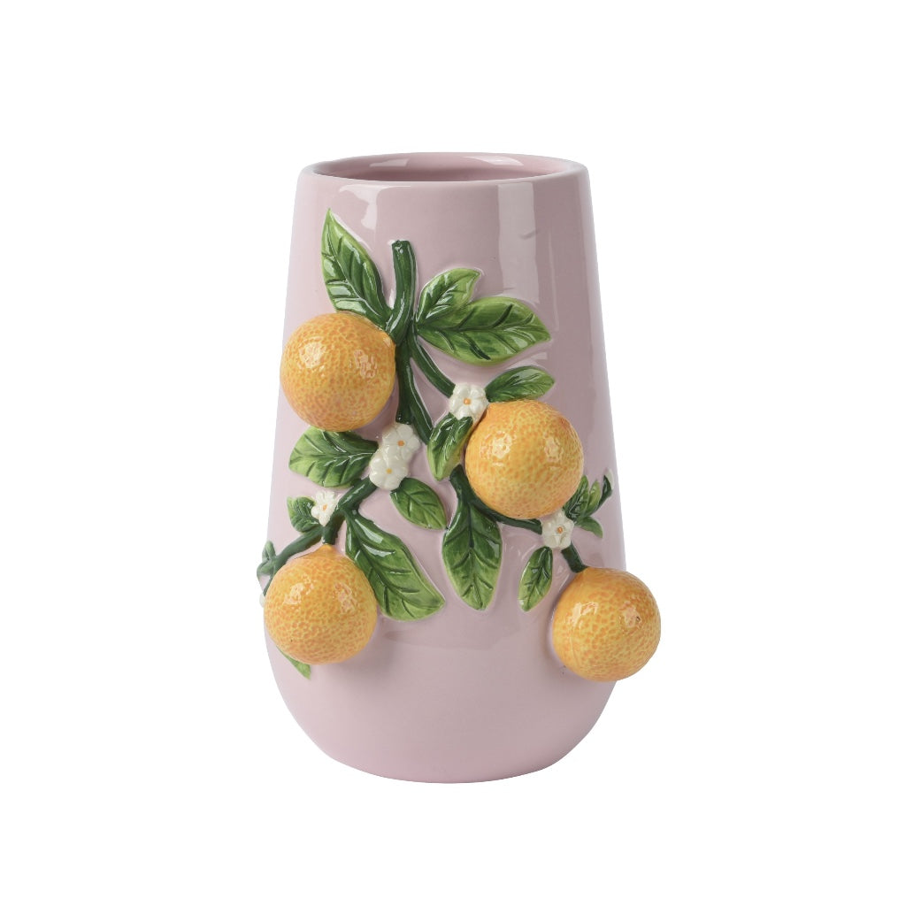 Ceramic Orange Blossom Tall Vase
