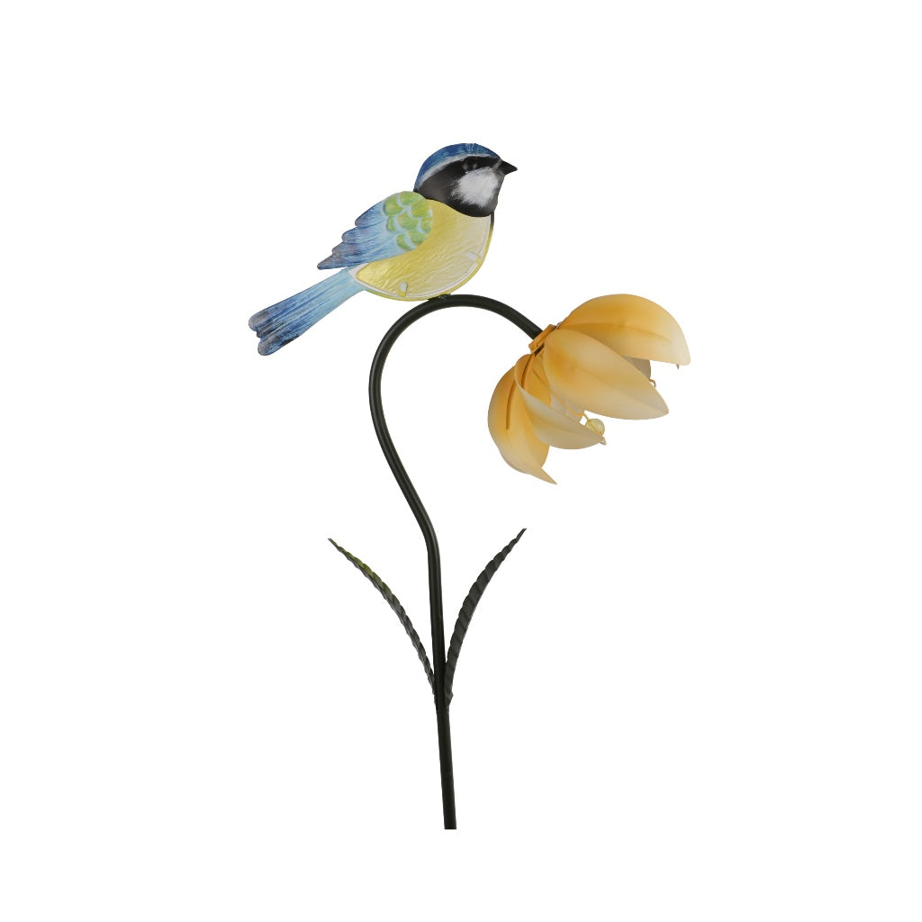 Bird Sitting on Flower Garden Stake 35"