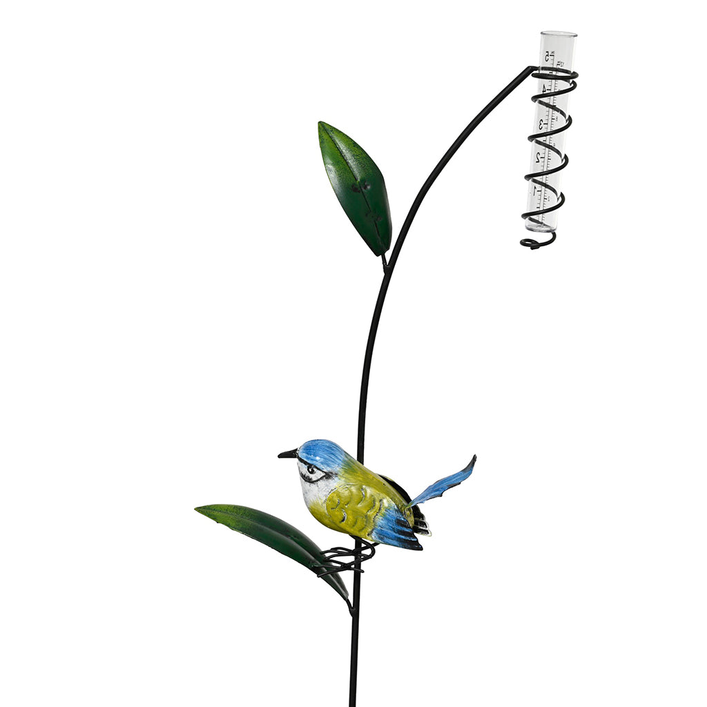 Rain Gauge Garden Stake Blue Bird 40"