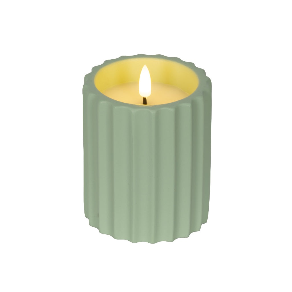 Outdoor LED Concrete Candle Green