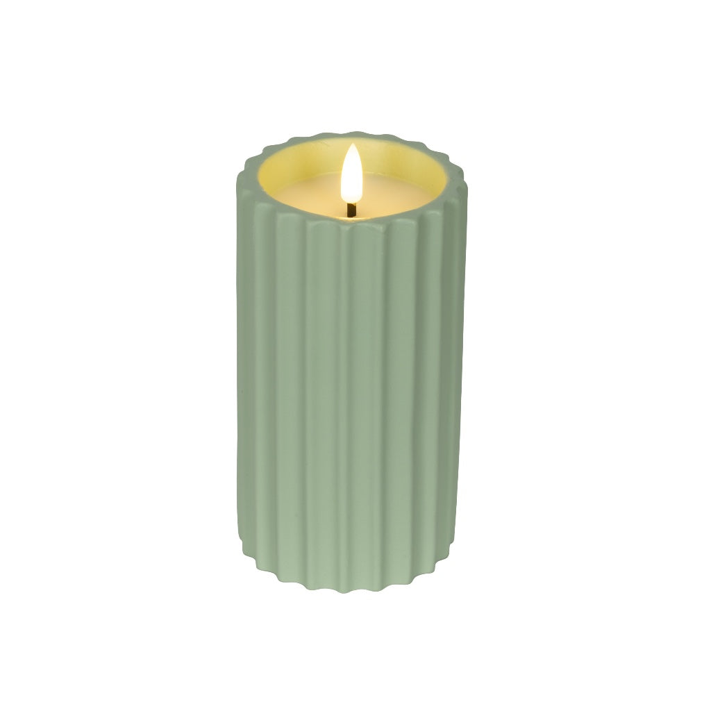Outdoor LED Concrete Candle Green