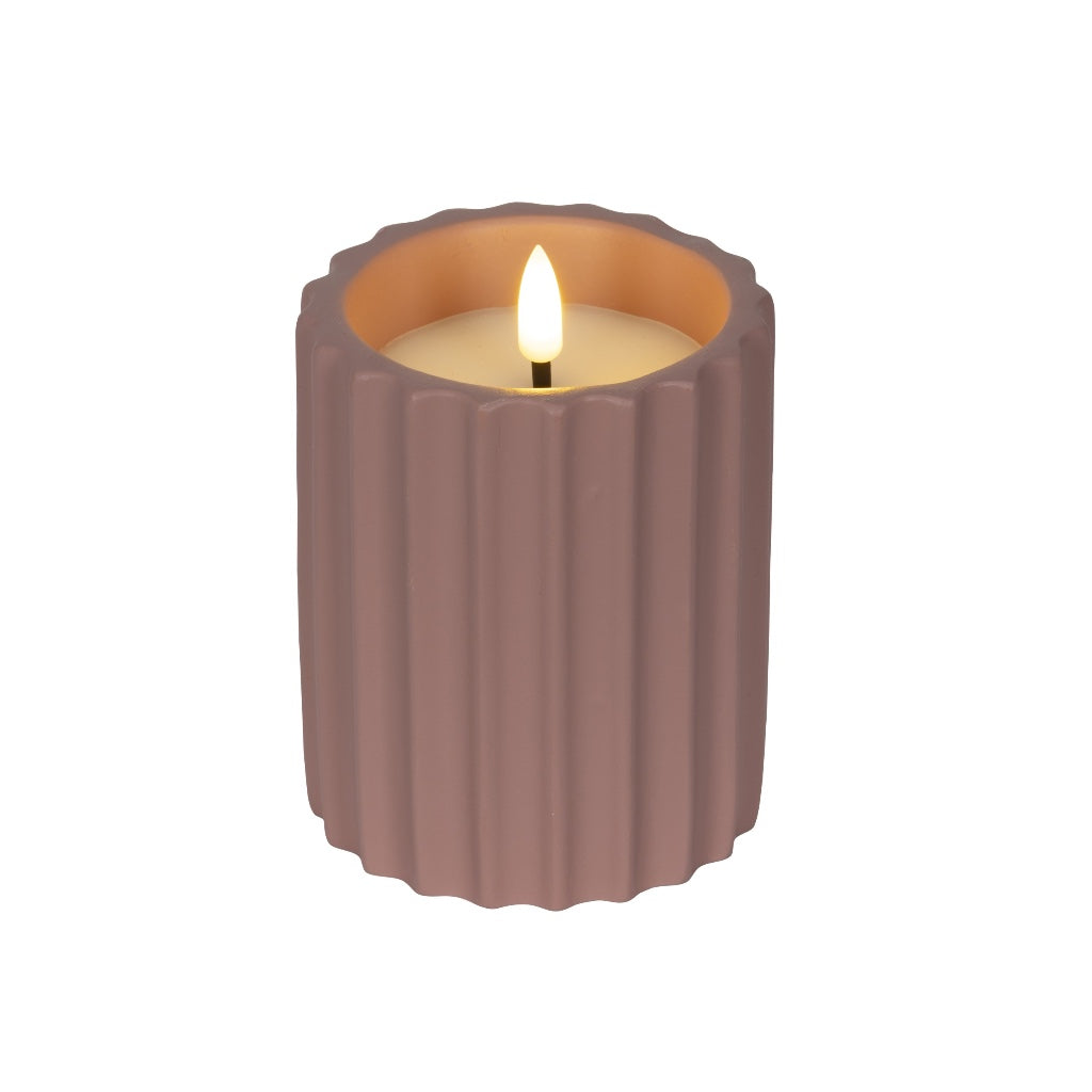 Outdoor LED Concrete Candle Dark Pink