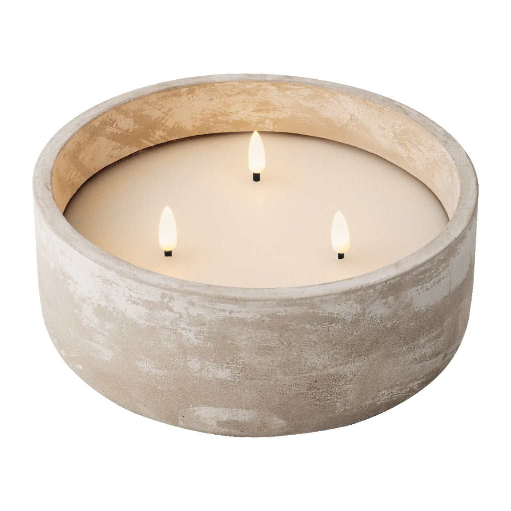 Outdoor LED Concrete Three Wick Candles