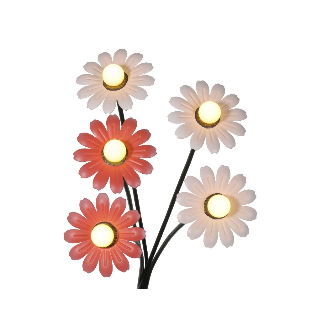 Solar LED Sunflower Garden Stake 23" Pink & White