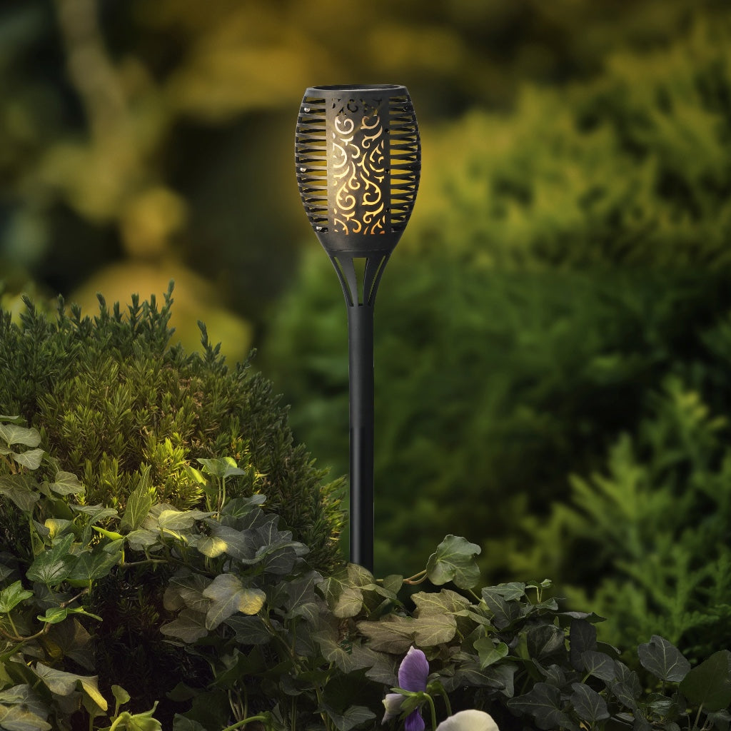 Solar LED Flame Effect Torch 24" Black