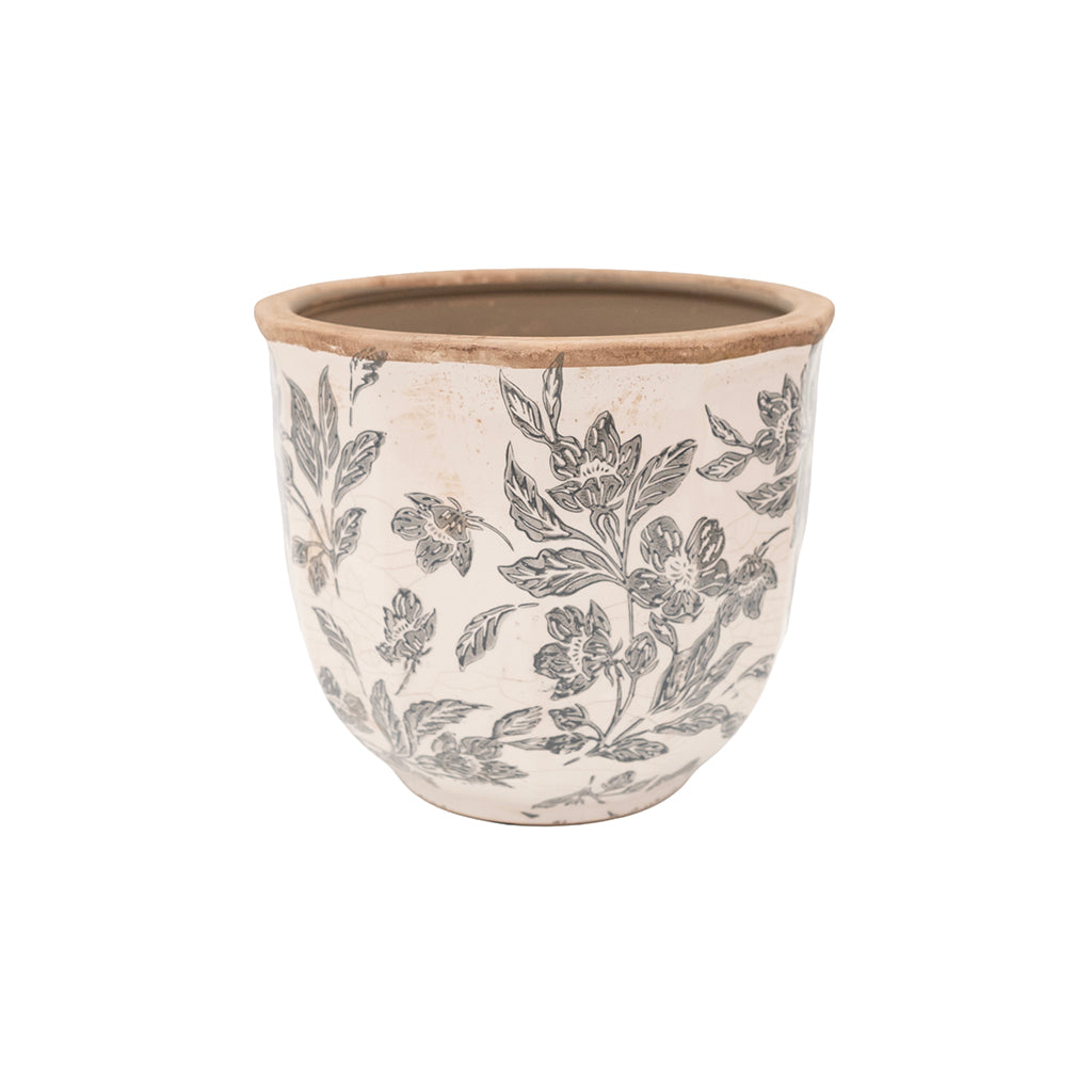Black Antique Floral Pot