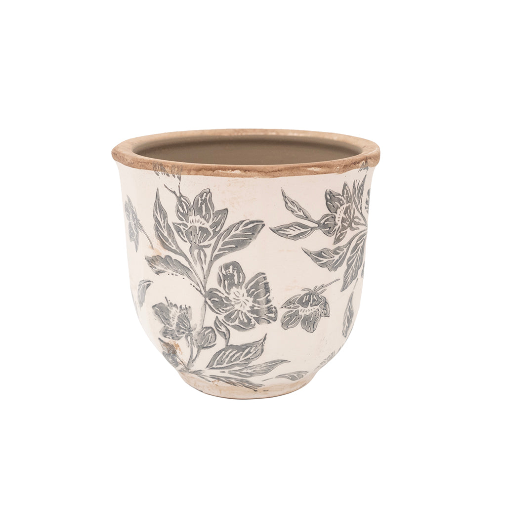 Black Antique Floral Pot