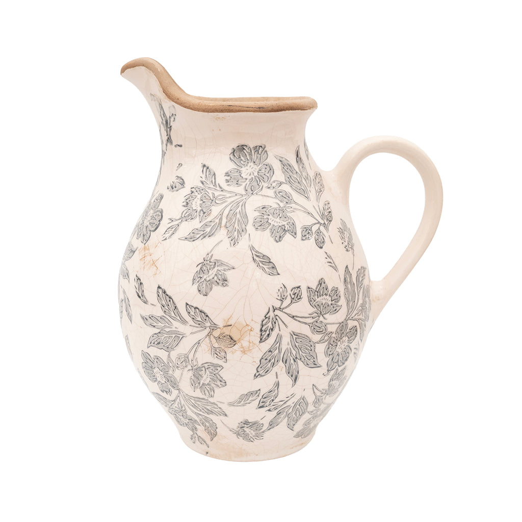 Black Antique Floral Pitcher