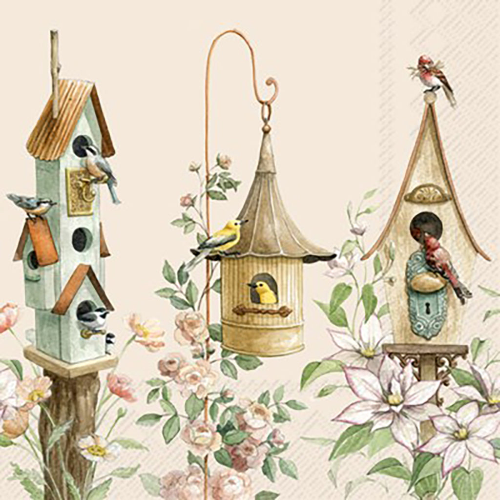 Three Birdhouses Lunch Napkin