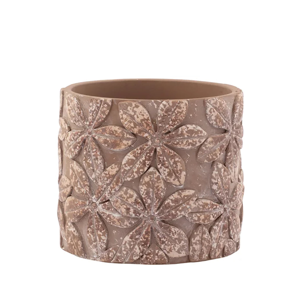 Rust Embossed Flower Planter