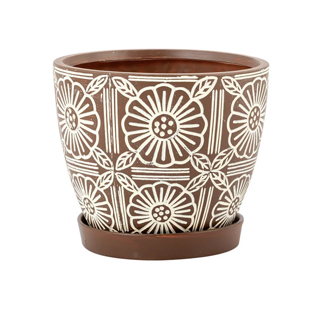 Rustic Flower Pot with Saucer