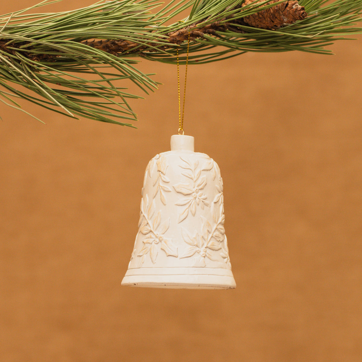 Bell with Holly Leaf Ornament 4"