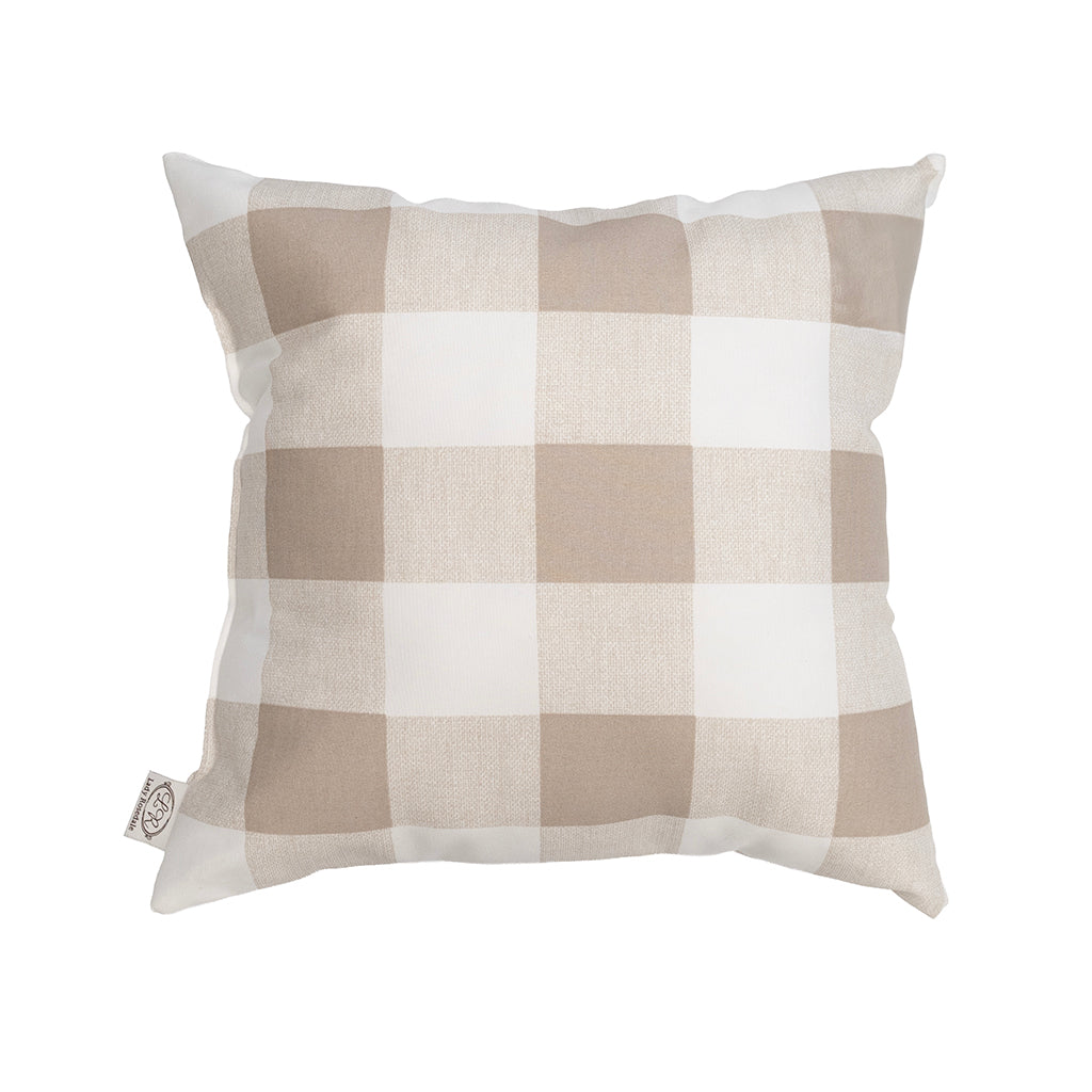 Taupe Check Outdoor Pillow 18x18"