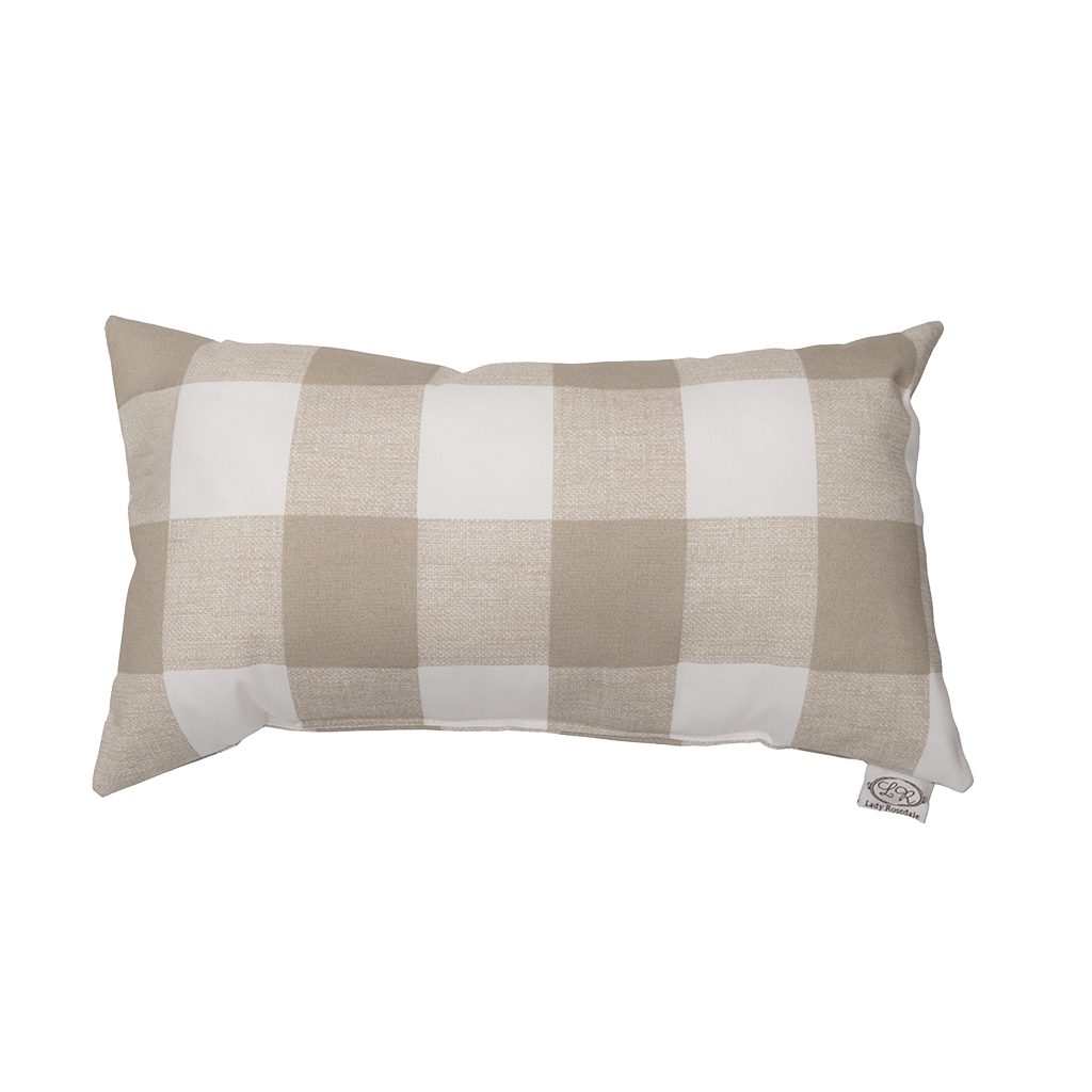 Taupe Check Outdoor Pillow 11x20"
