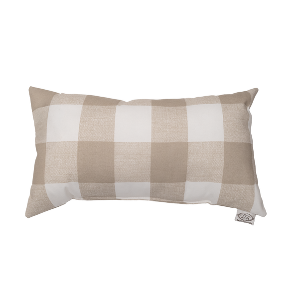 Taupe Check Outdoor Pillow 11x20