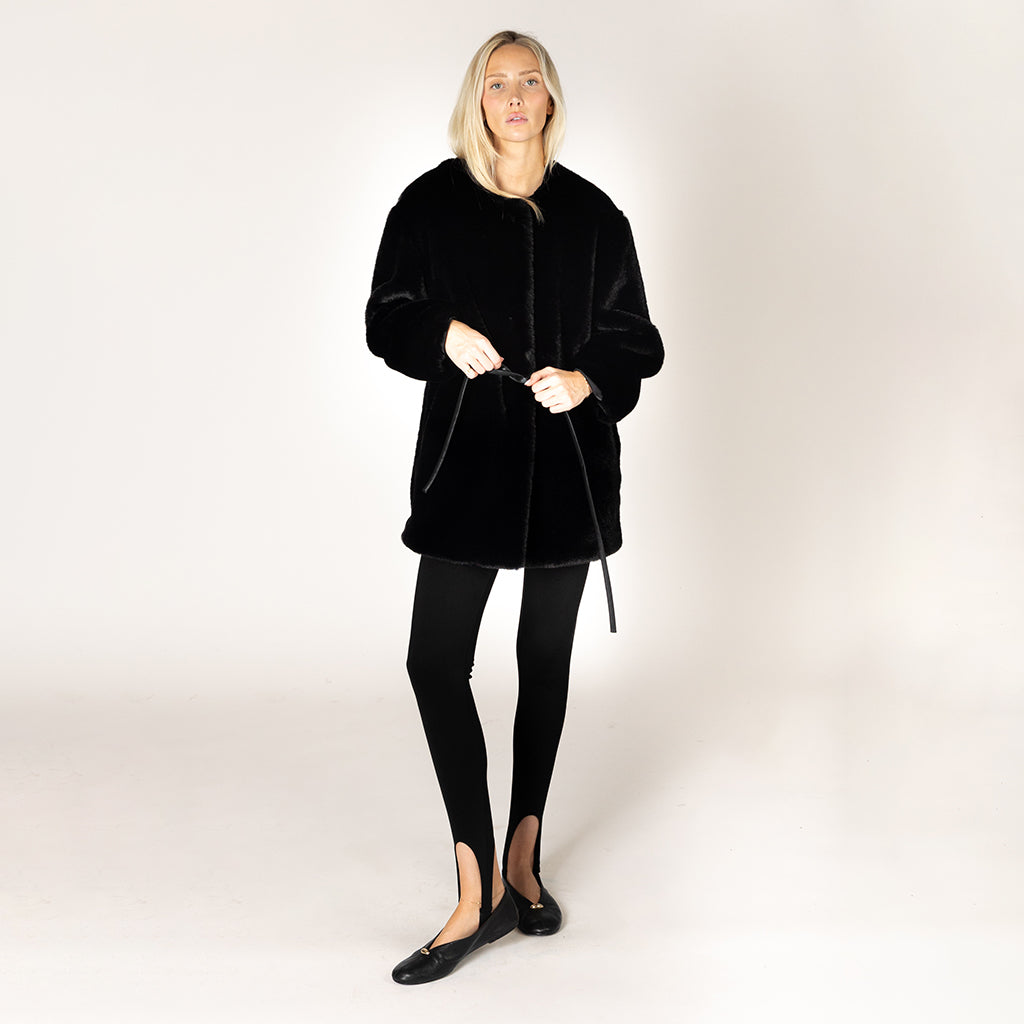 Faux Fur Coat Black