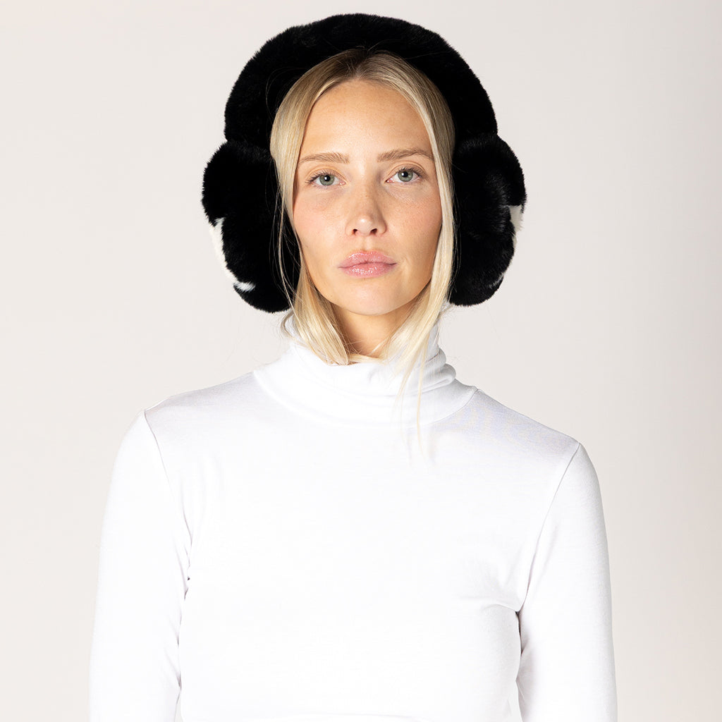 Star Fuzzy Earmuff Black/White