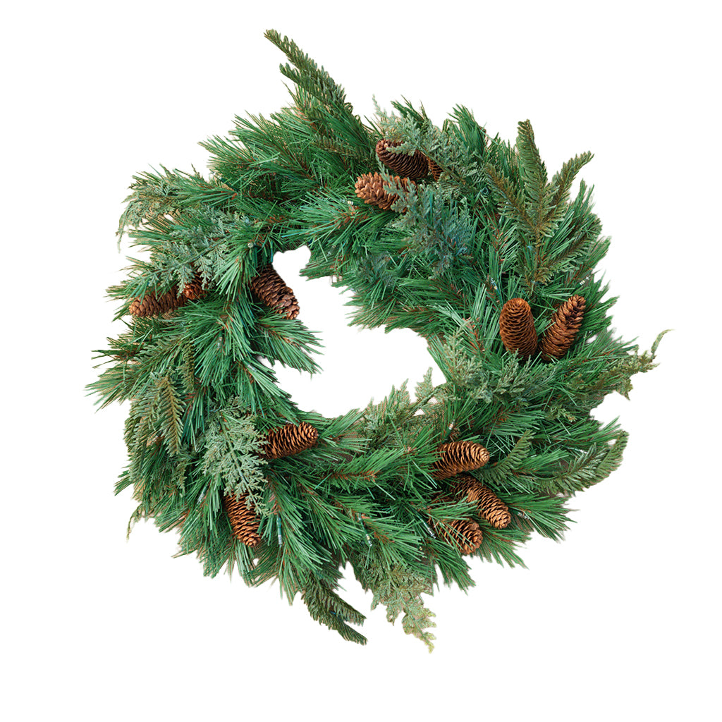 48" Cedar Fir Pre-Lit Mixed Wreath
