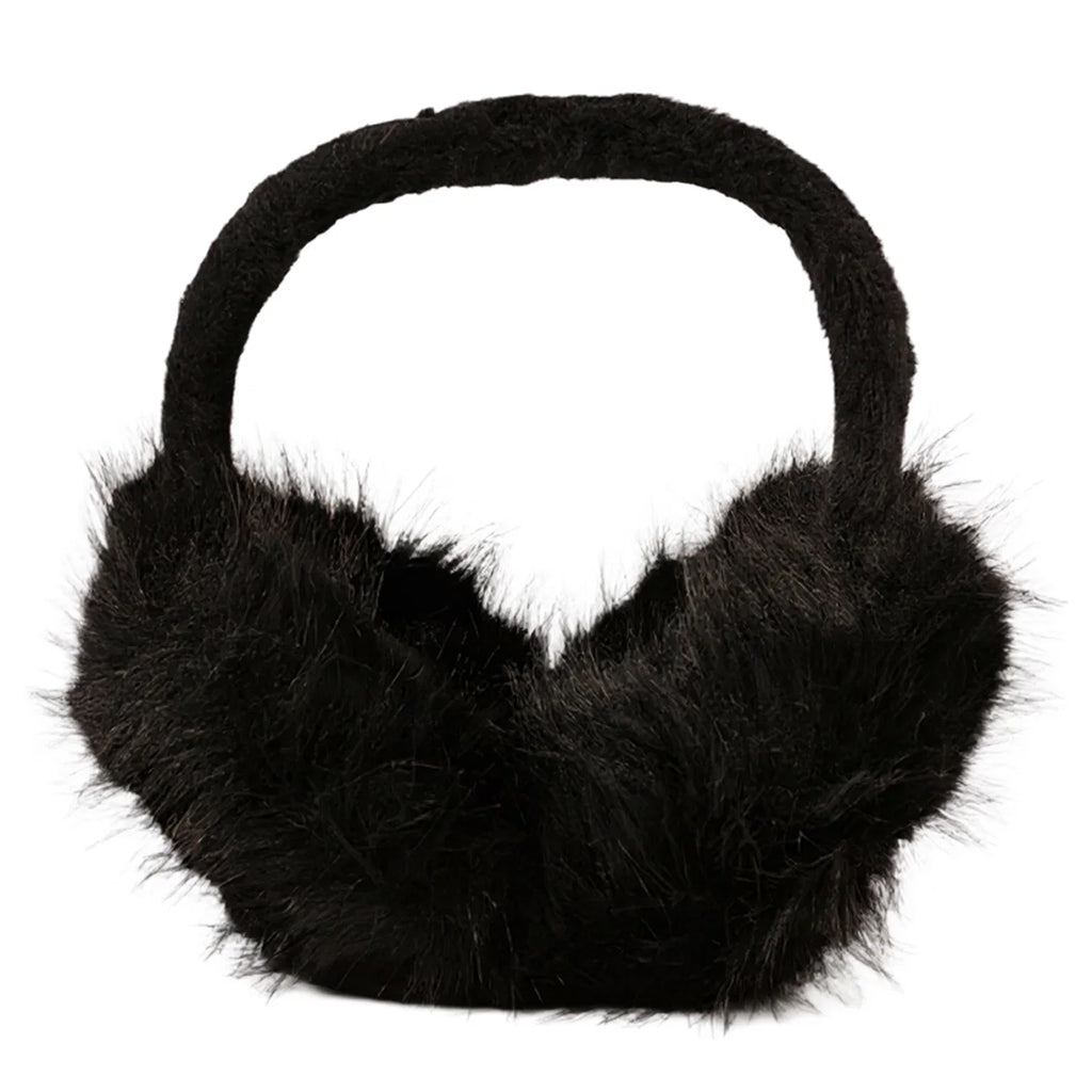 Fluffy Faux Fur Ear Muffs Black