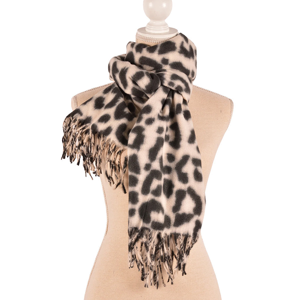 Leopard Scarf White